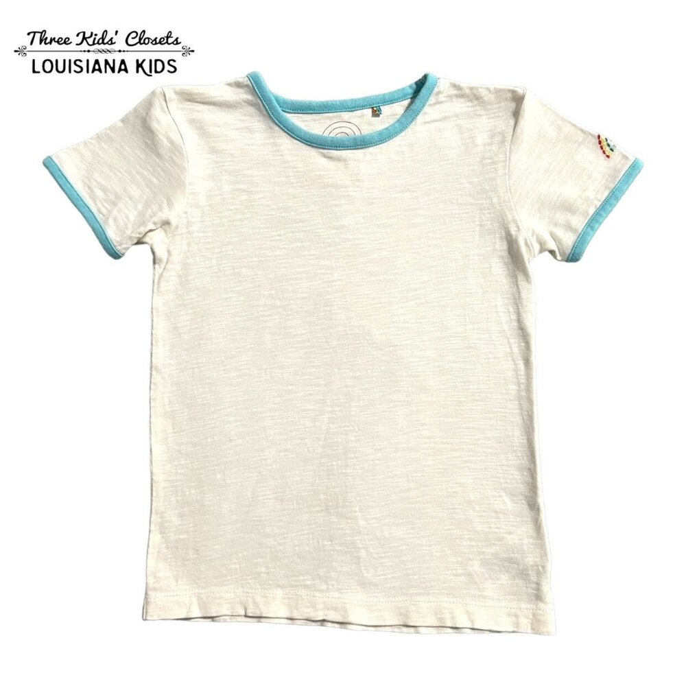 Little Bird By Jools Oliver 3-4Y White & Blue Rainbow Sleeve Ringer Tee Shirt